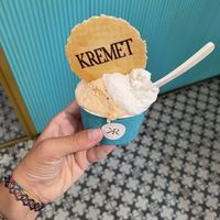 Peach 🍑 & Banana 🍌  at Kremet Gelateria in Cagliari