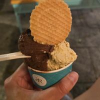 Pistacchio and dark chocolate at Kremet Gelateria in Cagliari