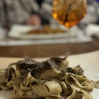Vegan hand made pasta with truffles  at Osteria Numero 13 in Perugia