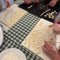 making orecchiette (just flour and water!)  at Trattoria Piaceri e Tradizioni in Ceglie Messapica