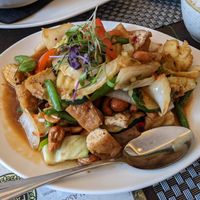 Tofu and courgette cashew nut stir fry (made vegan on request) at Palm Pan Asia in Winchester