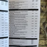 menu at Thai Orchid in Southbridge