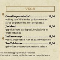 Vegetarian menu. All options can be served vegan. at De Oude Stoep B.V. in Oost-vlieland