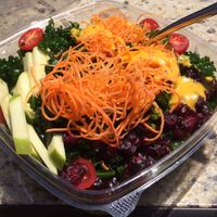 raw kale salad is amazing!! their salads are so fresh and huge!  at VeStation Urban Organic Kitchen in Sherman Oaks