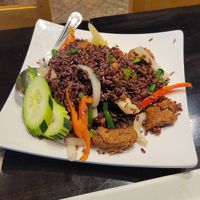 Basil fried rice with soy beef at VeStation Urban Organic Kitchen in Sherman Oaks