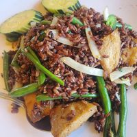 Spicy Basil Fried Rice with Soy Chicken at VeStation Urban Organic Kitchen in Sherman Oaks