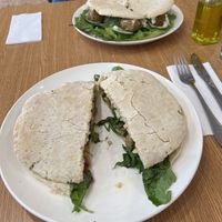 Falafel sandwich and roasted veggie sandwich  at Be Happy Café in Punta Arenas