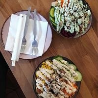 tempeh bowl with soya mayo and tofu bowl with wasabi at Kumo Czech Hookah Club in Olomouc