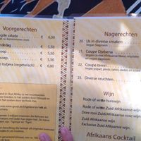Menu at Vegan Africa in Gouda