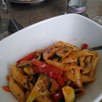 Vegan one pot noodle dish with smoked tofu at Marktblick Restaurant & Cafe in Wernigerode