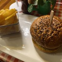 Tasty vegan burger & chips😄 at Mama's Pot Tavern in Dubrovnik