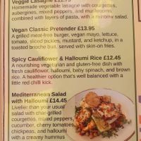 Vegan section of the menu as of 28/06/2025 at Ye Olde Reine Deer Inn in Banbury