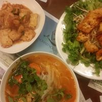 Spicy Bun Soup, Tofu with fresh veggies, Sweet and Sour Tofu  at Minh Hien in Hoi An