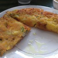 banh xeo, Vietnamese pancake, part of set menu for 2 at Minh Hien in Hoi An