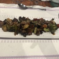 Tempeh with veggies, asian style.  at Caliu in Berga