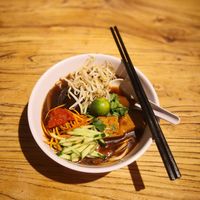 Lor mee with assorted mushrooms and vegetables on brown rice ramen at Lotus Vegetarian Kitchen 素悟 - VivoCity in Central Singapore