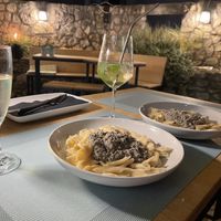 Home made Pasta with home made tartufi truffle. The two plates are one portion  at Mint in Premantura