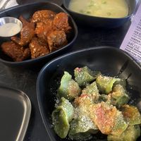 spinach tortellini, buffalo wings, potato leek soup  at Urban Vegan Roots in Queens