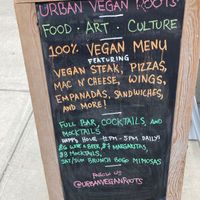 Placard outside. at Urban Vegan Roots in Queens