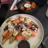 French toast  and cauliflower wings  at Urban Vegan Roots in Queens