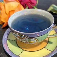Butterfly pea tea  at Urban Vegan Roots in Queens