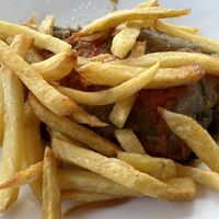 Berenjena rellena de verduras con patatas.  at O Chiringuito de Ana in Cangas