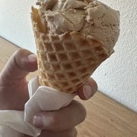 DF salted Caramel in a waffle cone   at Local Creamery in Plano