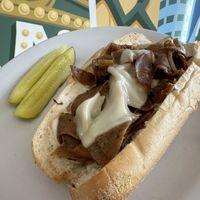Cheesesteak with pickles side   at Strong Hearts in Buffalo