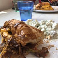 Half cheesesteak with dill potato salad   at Strong Hearts in Buffalo