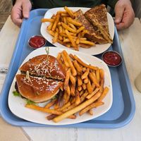 Double Cheeseburger and Grilled Reuben sandwich at Strong Hearts in Buffalo