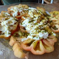 Tomàquet amb burrata at Hostal de l'Aigua in Sant Llorenc De La Muga