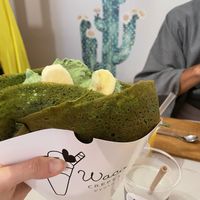 Matcha/ matcha cream/ banana crepe   at Waco Crepes  in Kyoto