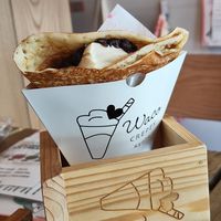 Adzuki (red bean) and cream crepe at Waco Crepes  in Kyoto