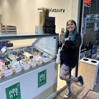 Me looking very chuffed with my icecream! Our hotel is round the corner so I’ve had the chance to try a lot of the flavours and they are delicious!   at Plan(e)t Ice Cream in Athens