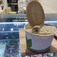 Pistachio baby size cup at Plan(e)t Ice Cream in Athens