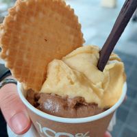 panetonne and coffee at Plan(e)t Ice Cream in Athens