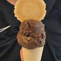 Triple chocolate brownie in a cone at Plan(e)t Ice Cream in Athens