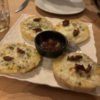 Garlic bread with tomatoes & vegan cheese  at Cosy Restaurant in Crete