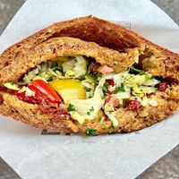 The vegan sandwich on rye  at Feinkost Fladi in Dusseldorf