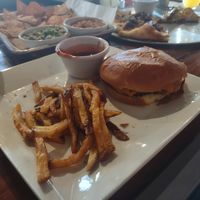 Impossible burger and fries at Off The Rails Brewing in Pocatello