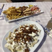 Vegan gyros and vegan makarounes  at Meltemi in Karpathos