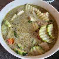 Thai green curry with tofu  at Les Amis Asia Dinner in Geneva