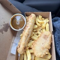 Vegan sausage, vegan fish and chips  at Lighthouse Fisheries of Flamborough in Bridlington