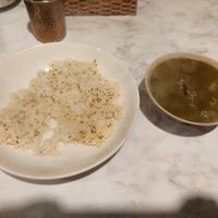 Spinach and potato curry with jeera rice at Jyoti in Sapporo