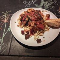 Puttanesca was so delicious! at Vegan A.F. in Brattleboro