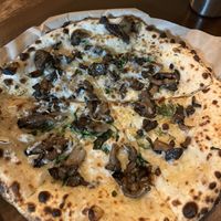 Mushroom pizza made vegan  at Cart-Driver in Denver