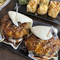 Fried tofu and mushrooms baos  at Alley Cat in Airlie Beach