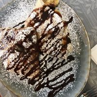Dutch banana, peanut butter and chocolate pancakes  at The Happy Cat - Veggie Cafe-Restaurant in Luang Prabang