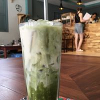 Iced soy matcha latte  at The Happy Cat - Veggie Cafe-Restaurant in Luang Prabang