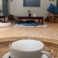 Soy cappucino  at The Happy Cat - Veggie Cafe-Restaurant in Luang Prabang